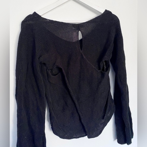 Don’t Ask Why Black Knit Keyhole Long Sleeve Top - Picture 3 of 3